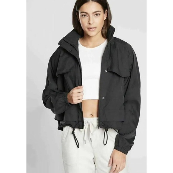 NWT Athleta Canopy Parachute Performance Jacket Size M Black BRAND NEW $158 Zip - Picture 2 of 16